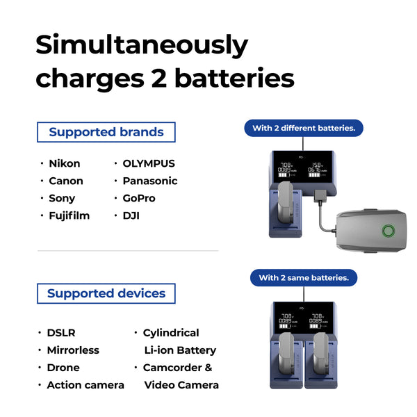 bronine MULTI BRAND 2 Port Camera Battery Charger